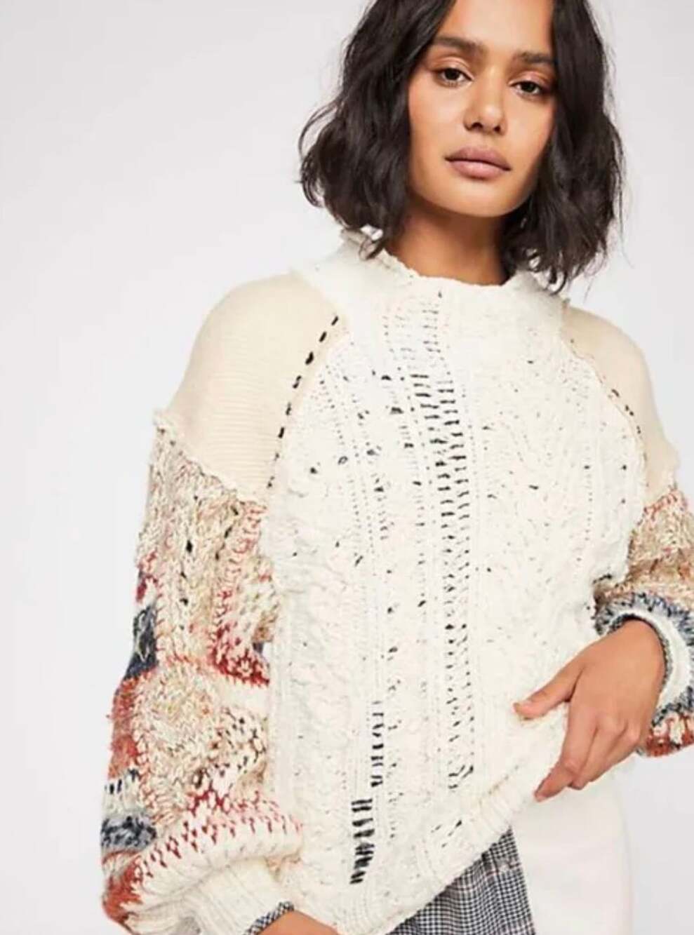 Free People Mixed and Mended Knit Sweater